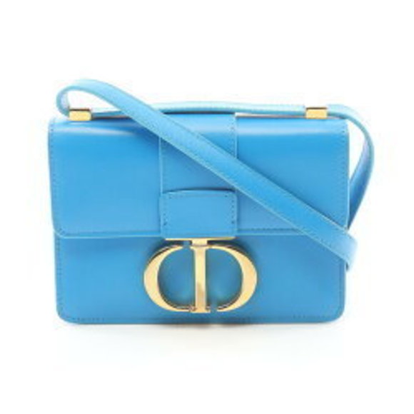 Christian Dior MONTAIGNE Shoulder Bag Leather Blue - Picture 1 of 8